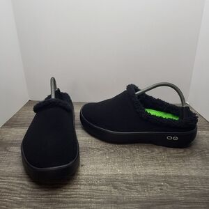 OOFOS OOcoozie Mule Mens Slip-On Shoes Black Size 9.5 Comfort Recovery Clogs New